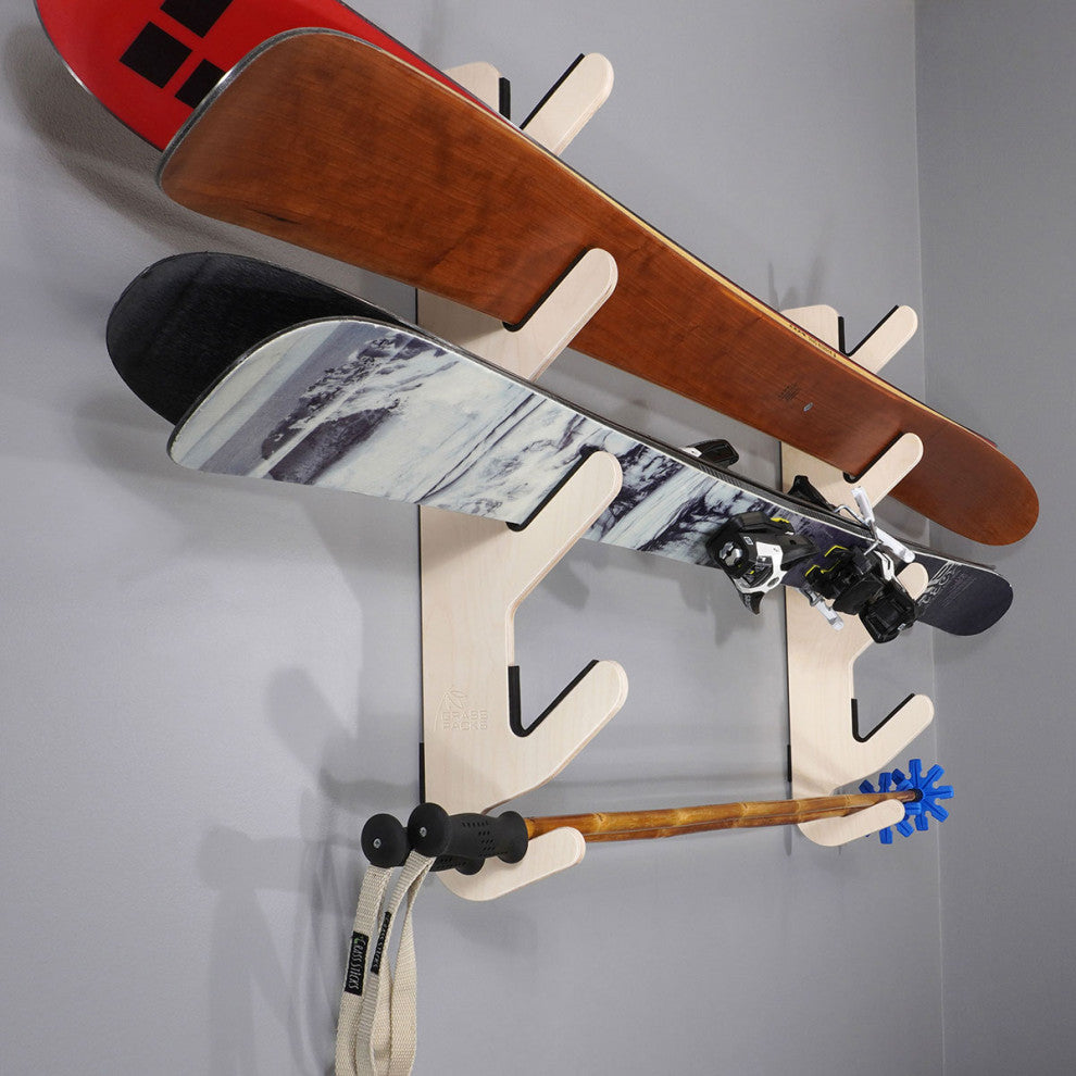 Ski Rack - The Hallsteiner Series Horizontal Ski Wall Mount, Birch, Pro