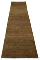 Brown, Abarasque Design, Wool and Silk Hand Knotted Runner Rug, 2'5"x11'4"