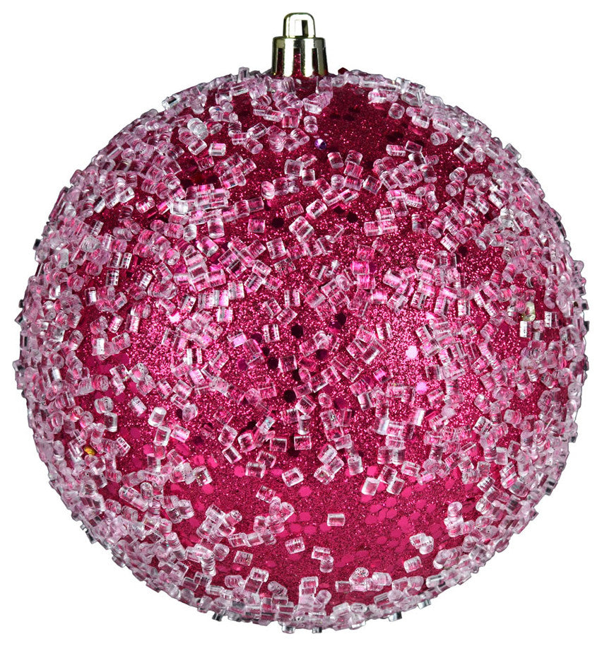 4" Fuchsia Glitter Hail Ball 6/Bag