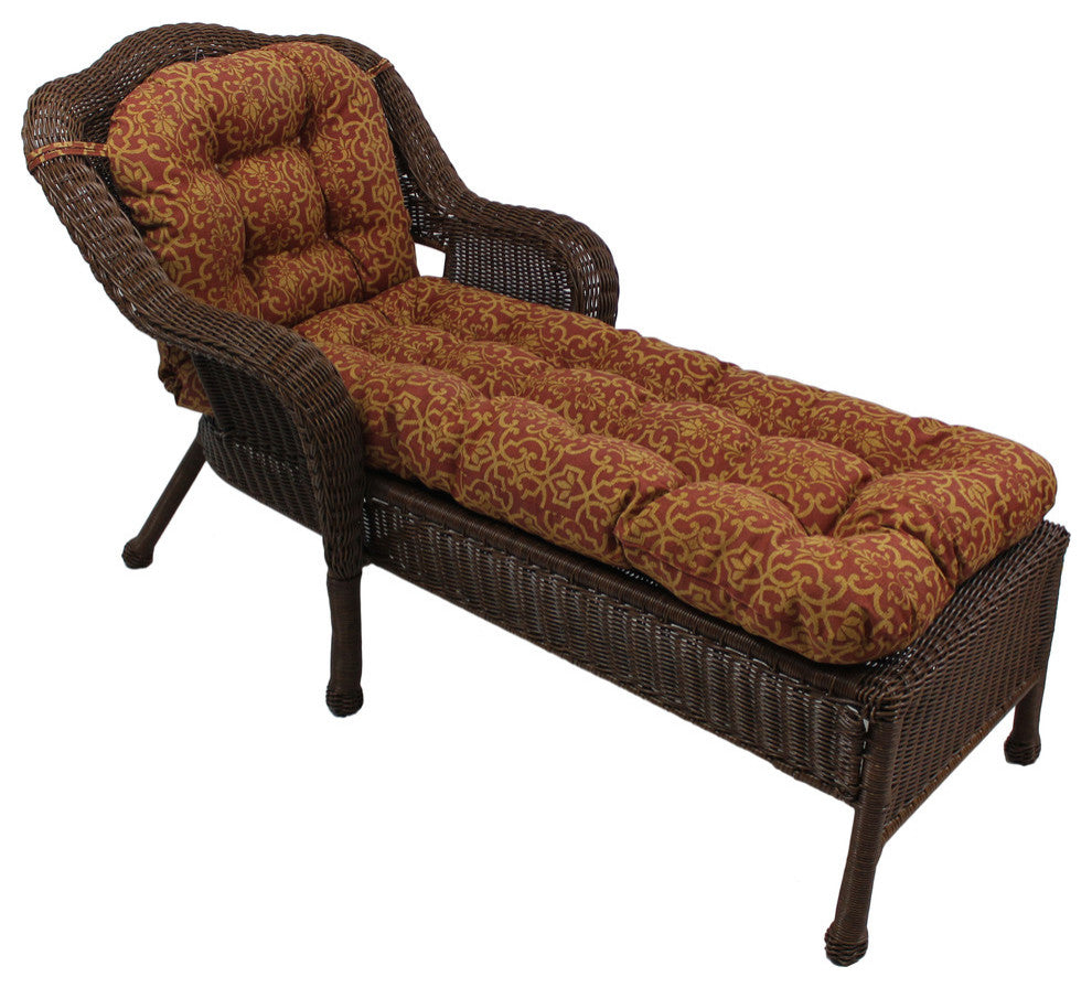 U-Shaped Outdoor Tufted Chaise Lounge Cushion, Vanya Papprika