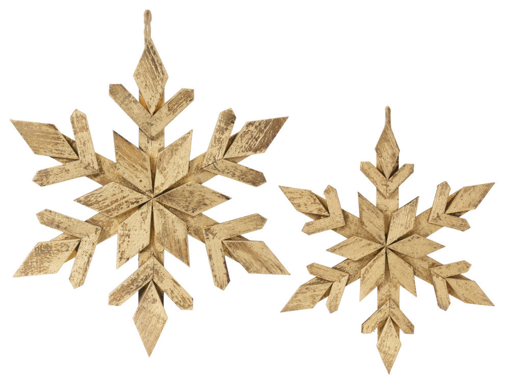Wood Snowflake Ornament, 12-Piece Set