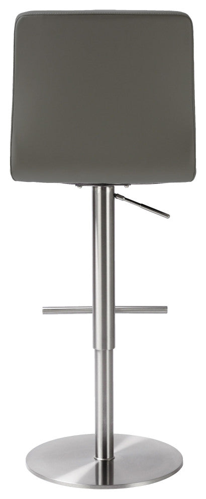 Paddy Dark Gray Vegan Leather on Silver Adjustable Stool