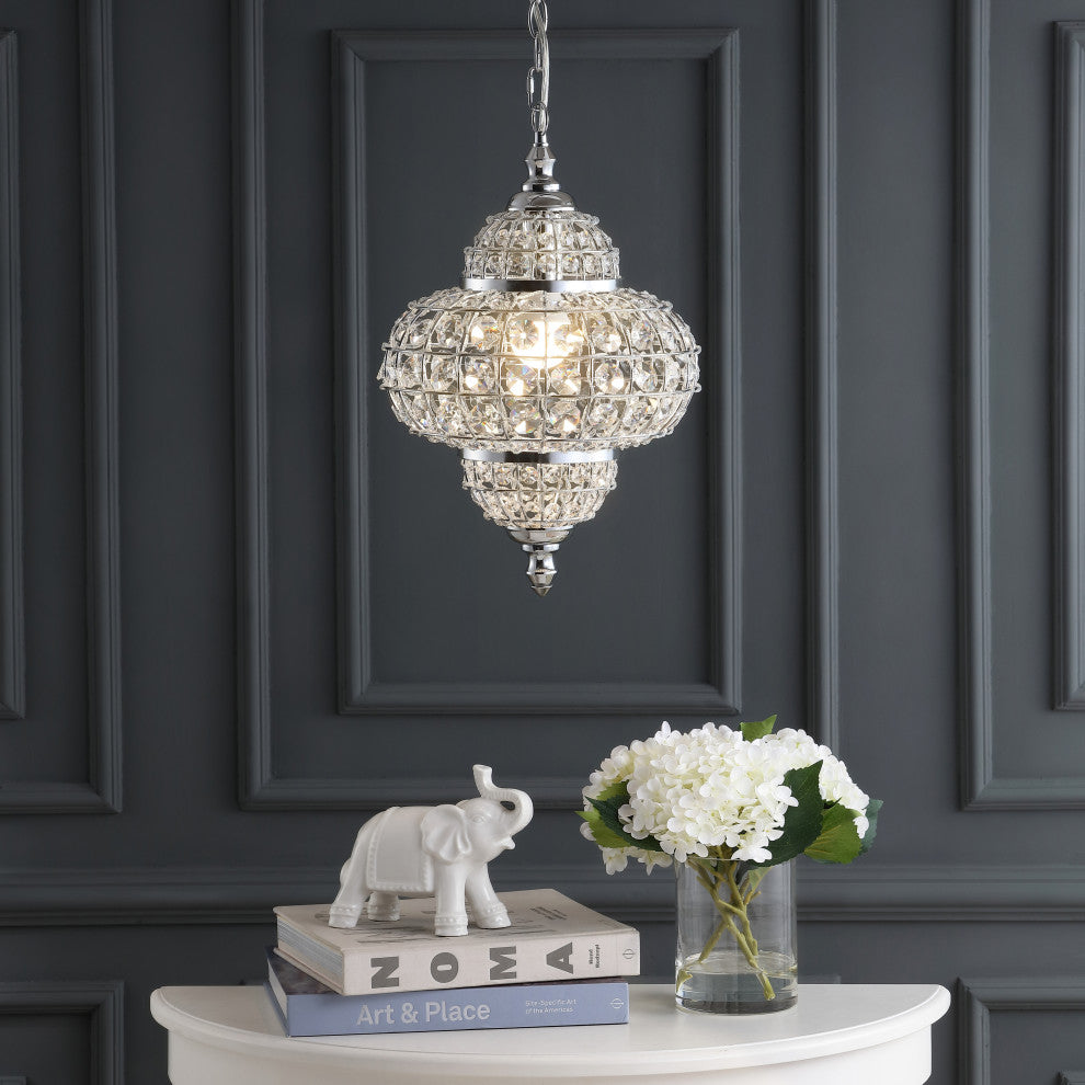 Juliette 12" Crystal, Metal LED Chandelier Pendant, Chrome