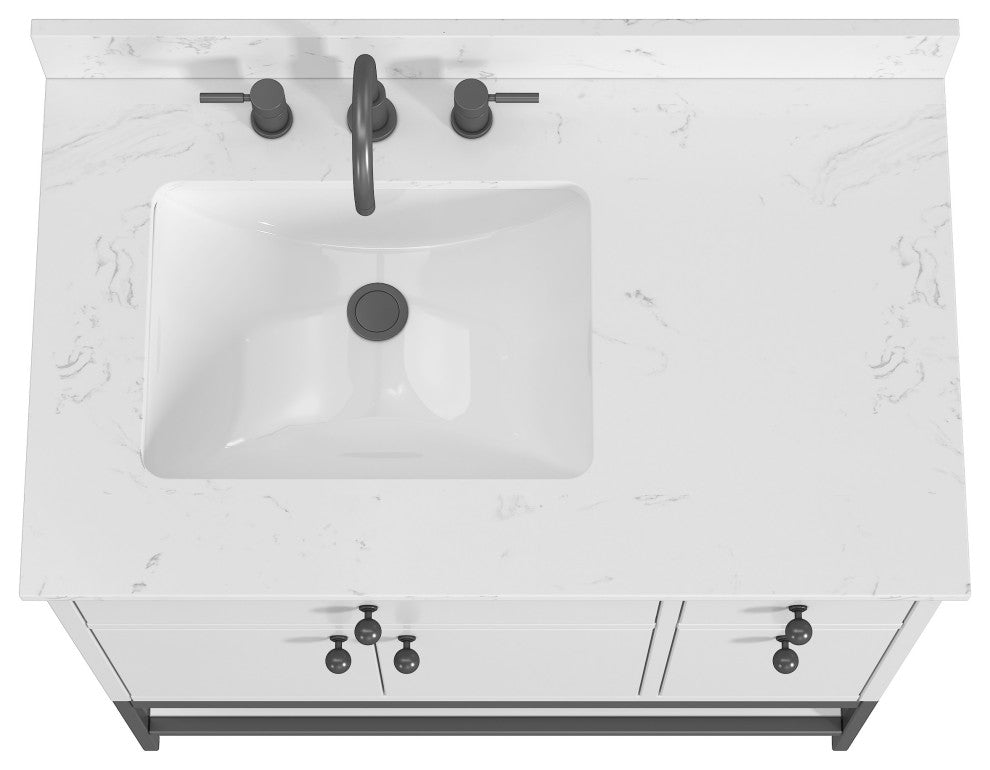 Paisley Vanity Combo, Cala White Engineered Top, 36", White, Single Sink