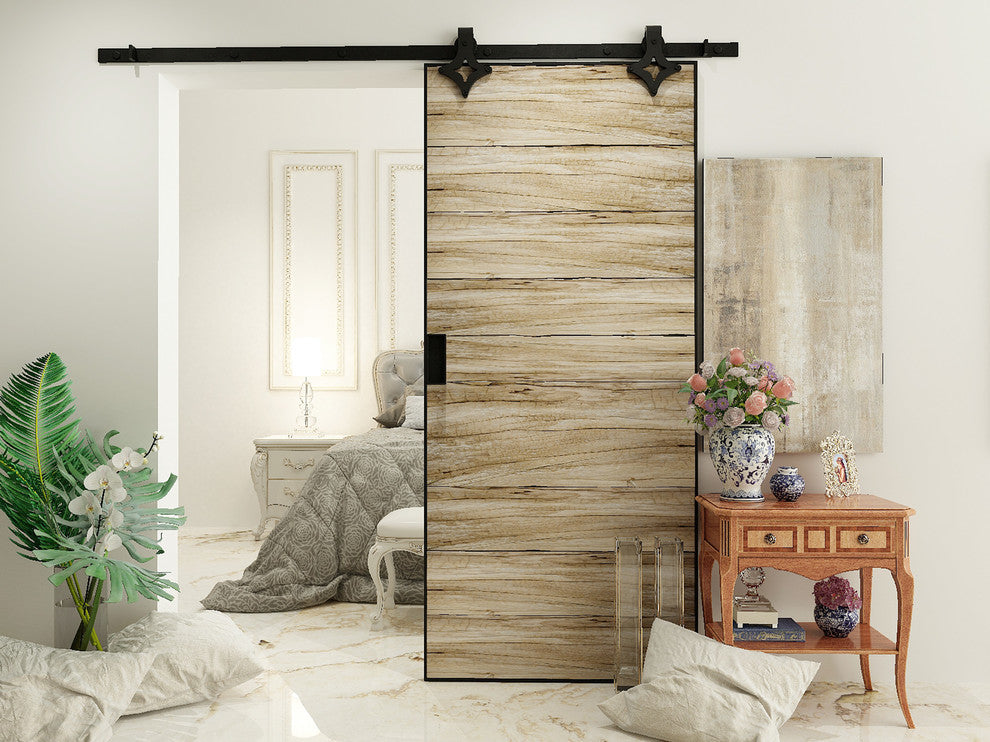 Vancleef Hardware Sliding Barn Door Hardware for Single Door, Diamond Design, 5'