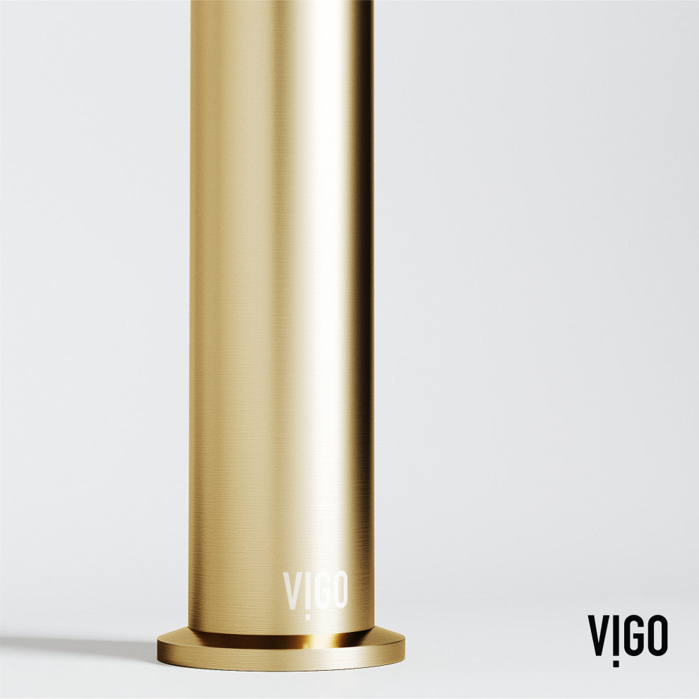 VIGO Sterling 11" H Single Handle Single Hole Bathroom Vessel Faucet, Matte Brushed Gold