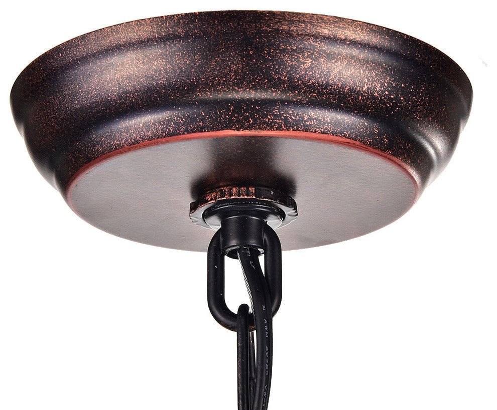 Marya 4-Light Antique Copper Round Beaded Drum Chandelier Hanging Crystals Glam