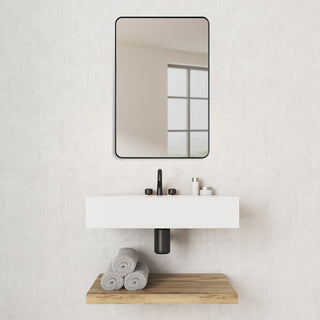 Nettuno Rectangle Bathroom/Vanity Aluminum Framed Wall Mirror, Matt Black, 24"