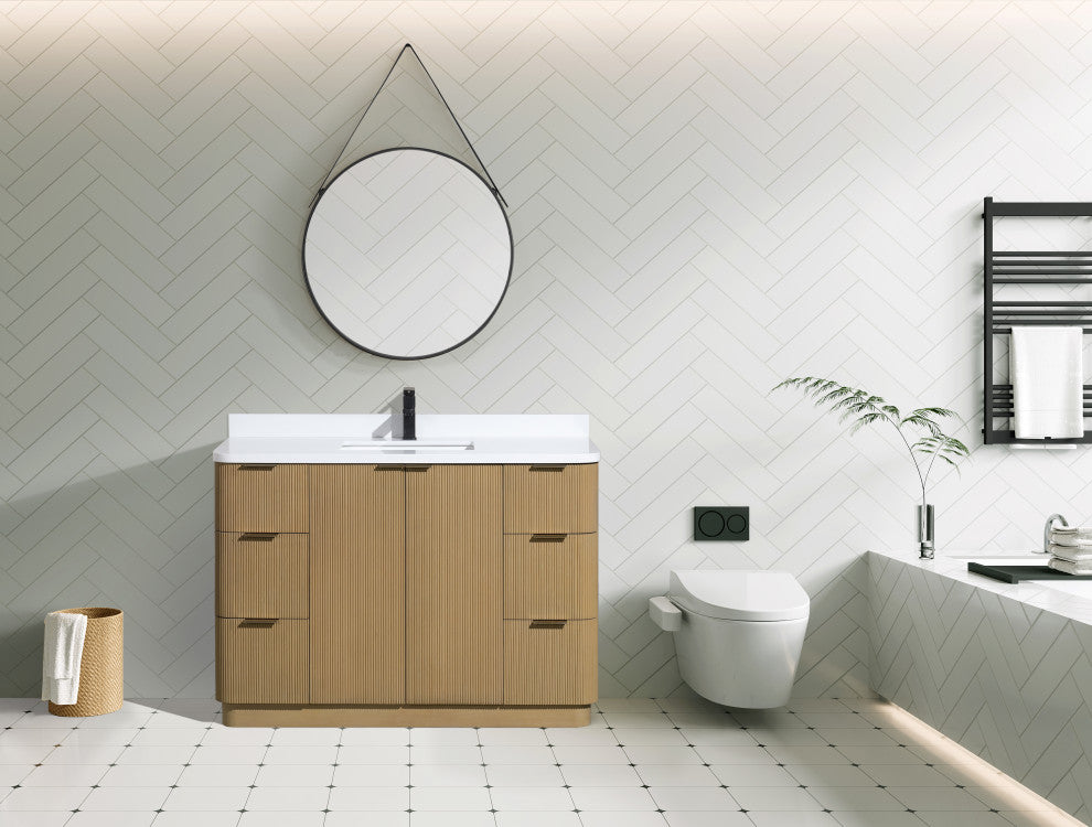 Ari Kitchen and Bath Calamigo 48" Freestanding Bathroom Vanity Oak