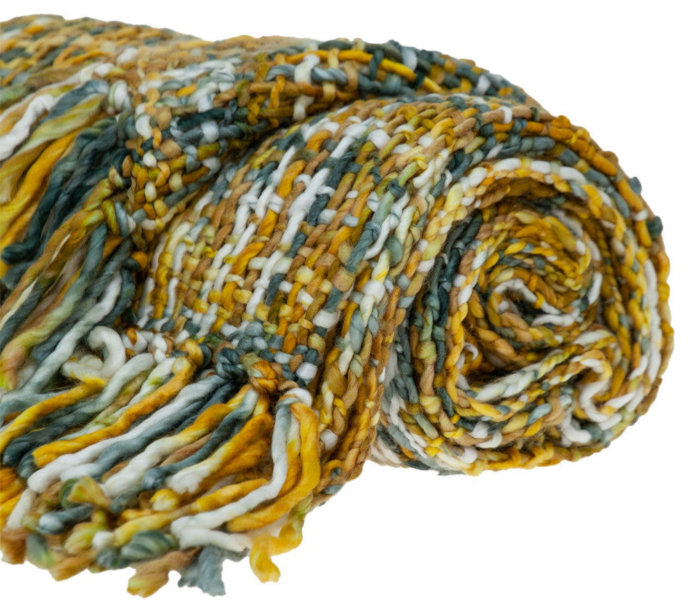 Boho Yellow and Gray Basketweave Throw Blanket