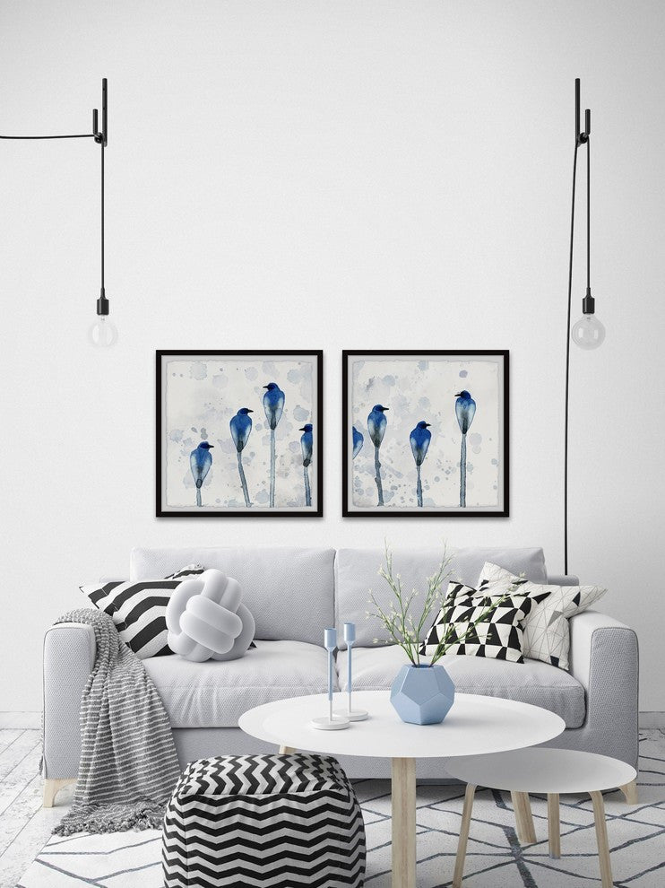 Standing Blue Birds Diptych, 36"x18"