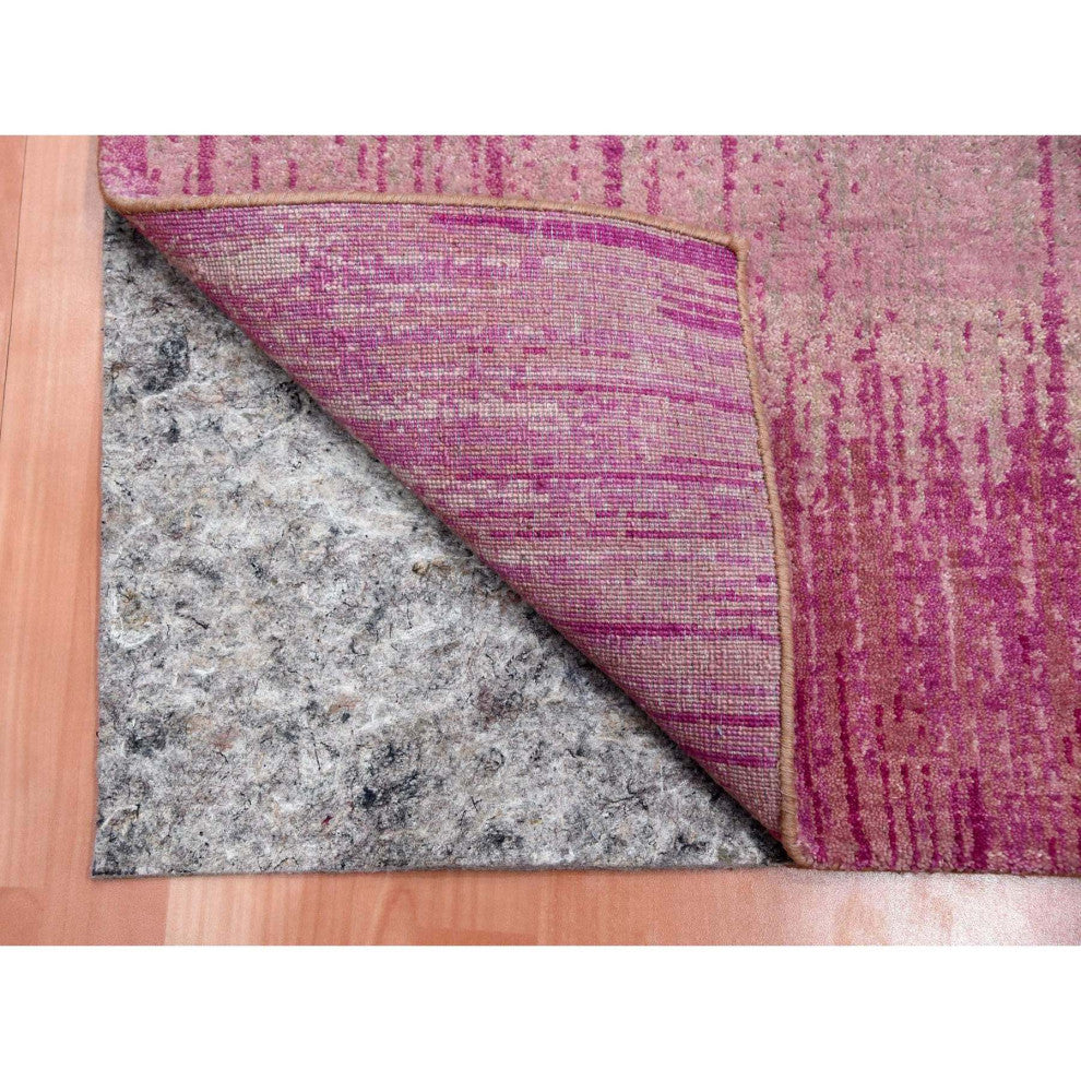 Pink Vertical Ombre Design Natural Wool Hand Knotted Oriental Mat Rug, 2'0"x3'2"