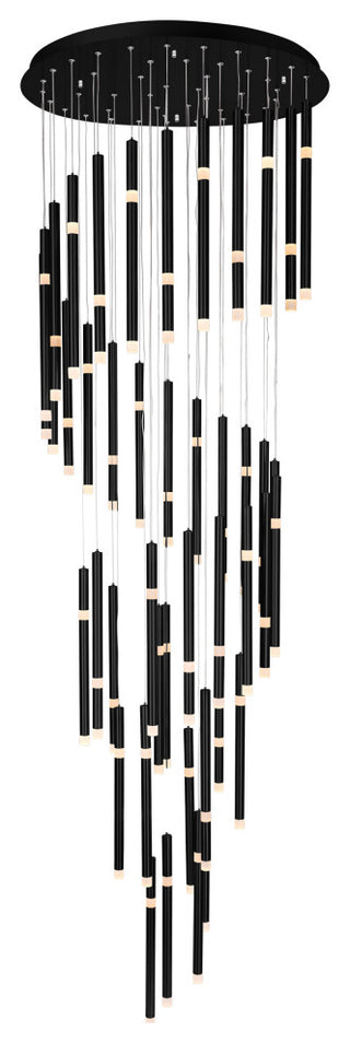 Flute 54 Light LED Chandelier With Black Finish