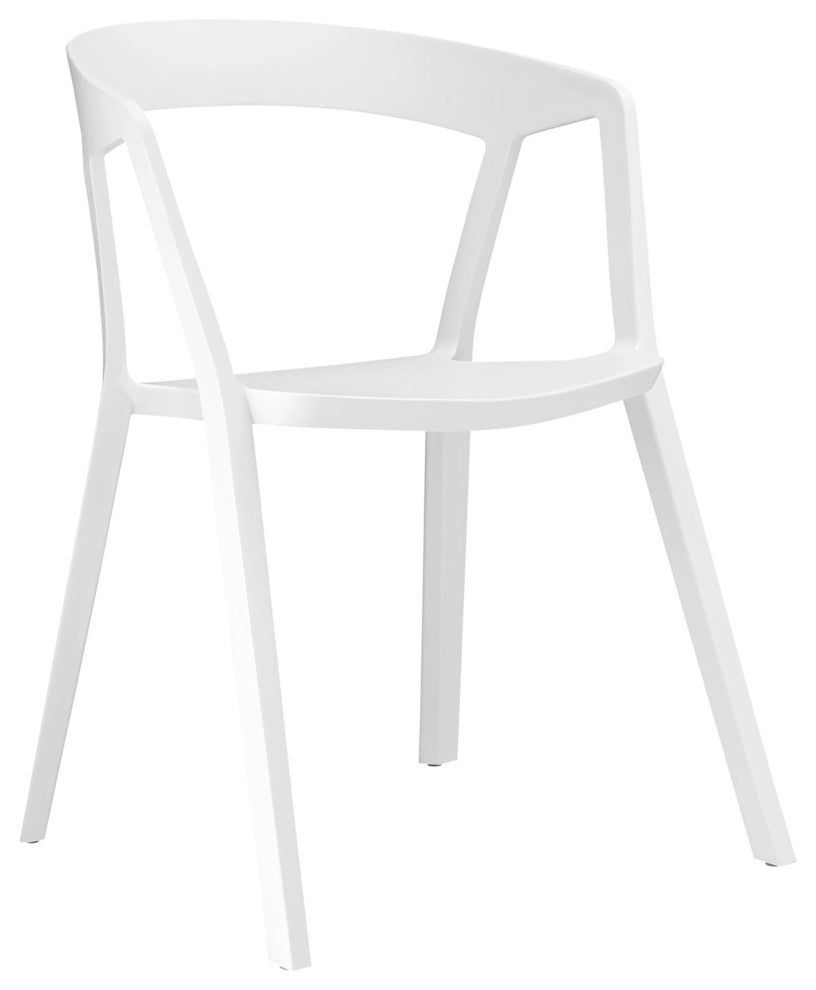 Modern Contemporary Dining Armchair, White Plastic