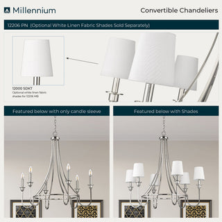 6 Light 30 in. Polished Nickel Chandelier