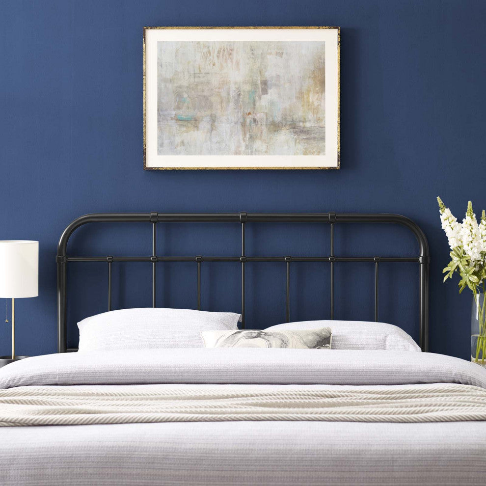 Headboard, King Size, Metal, Black, Modern Farmhouse, Bedroom Master Suite