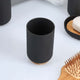 Black PADANG Vanity Bath Tumbler Cup or Toothbrush Holder with Bamboo Base 10 FL