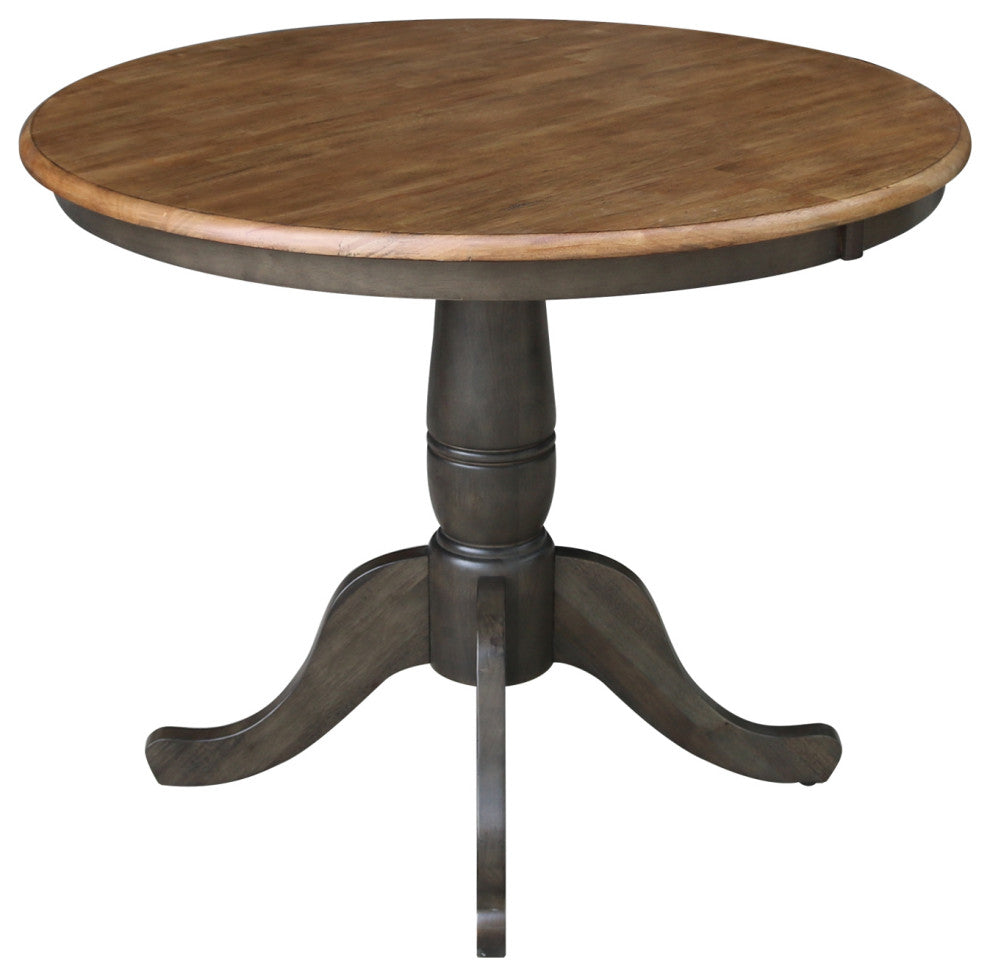 Round Top Pedestal Table, Hickory/Washed Coal, 36 Inch Round