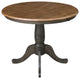 Round Top Pedestal Table, Hickory/Washed Coal, 36 Inch Round