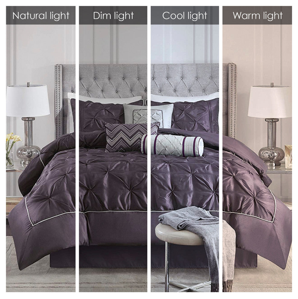 Madison Park Laurel 7 Piece Tufted Comforter Set in Plum