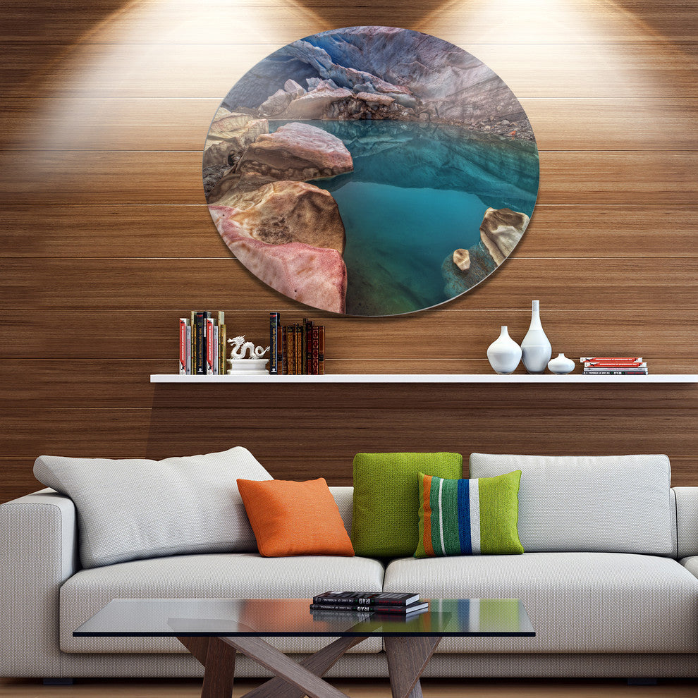 Beautiful Turquoise Melt Pool, Landscape Disc Metal Wall Art, 36"