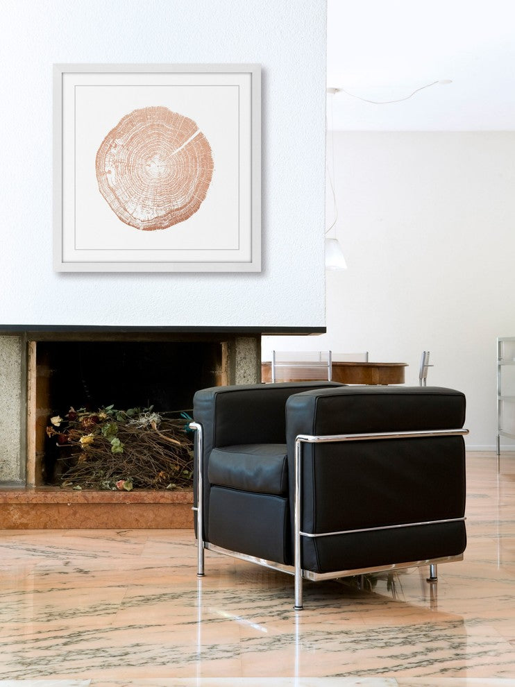 "Log Cutout Rose Gold" Framed Painting Print