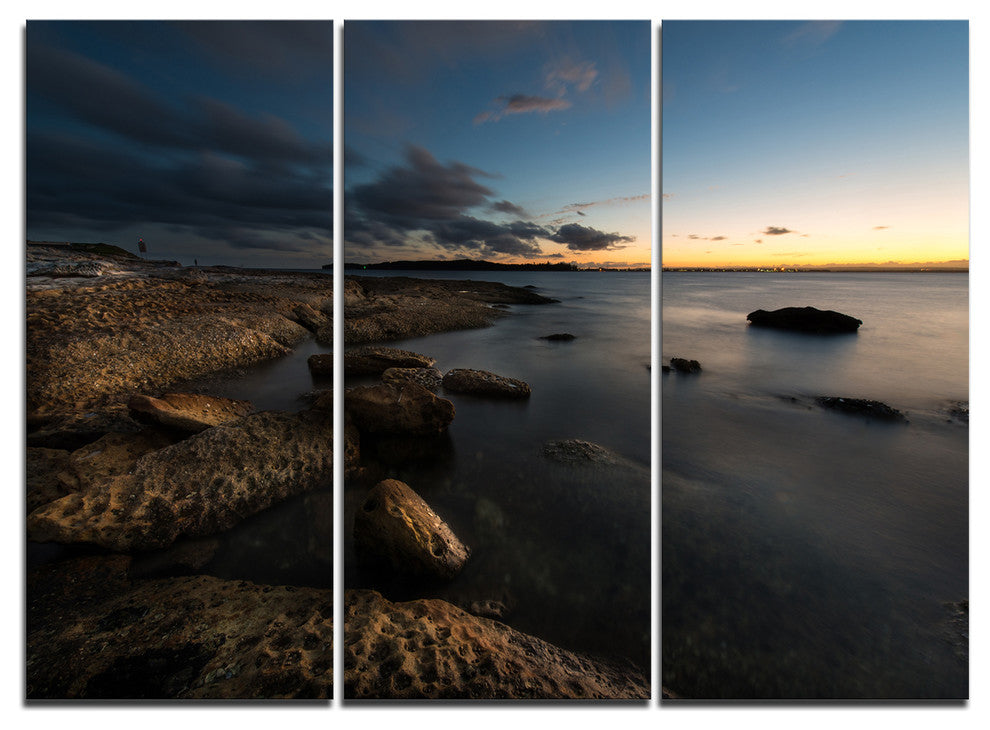 "Dark Sydney Coastline" Canvas Wall Art, 3 Panels, 36"x28"