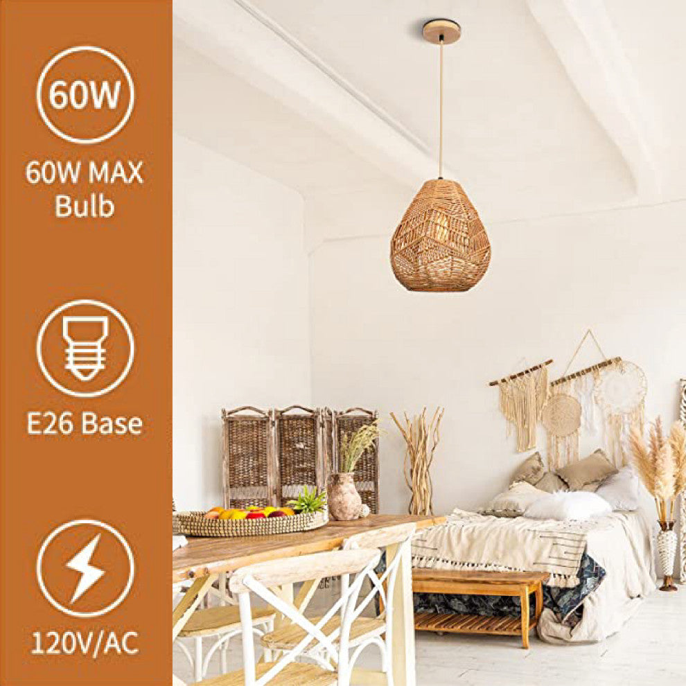 1 Light srattan chandelier Hanging lights for kitchen Vintage pendant light