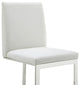 Modrest Frankie - Modern White Vegan Leather + Stainless Steel Counter Chair