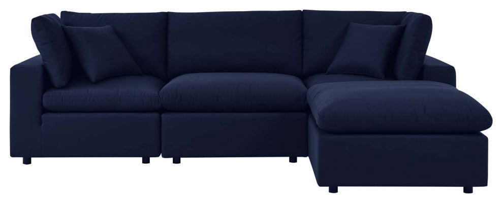 Modular Sectional Deep Sofa Chair Set, Sunbrella, Blue Navy, Outdoor Patio
