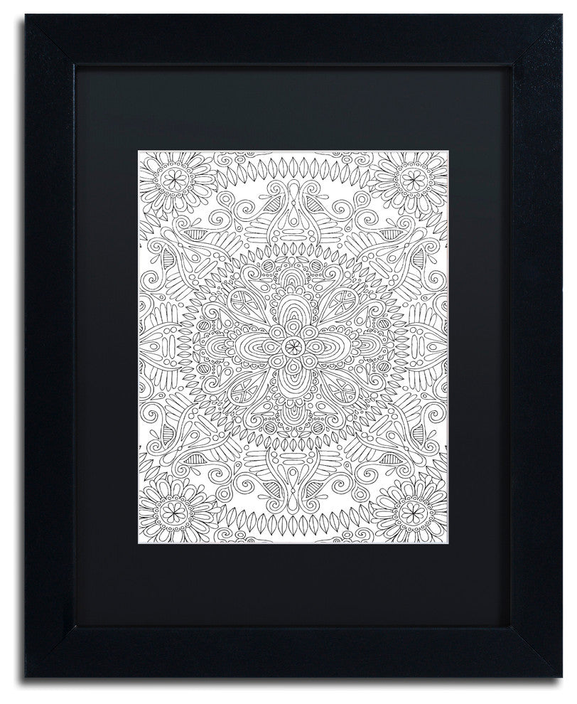 Hello Angel 'Mandala One' Art, Black Frame, Black Mat, 14x11
