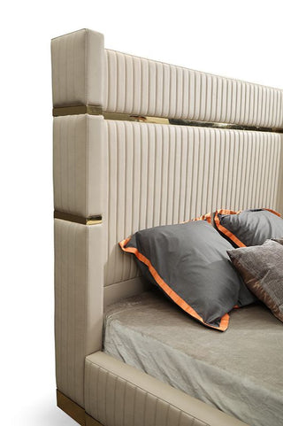 Modrest- Sterling Modern Beige Bonded Leather & Gold Bed, Eastern King