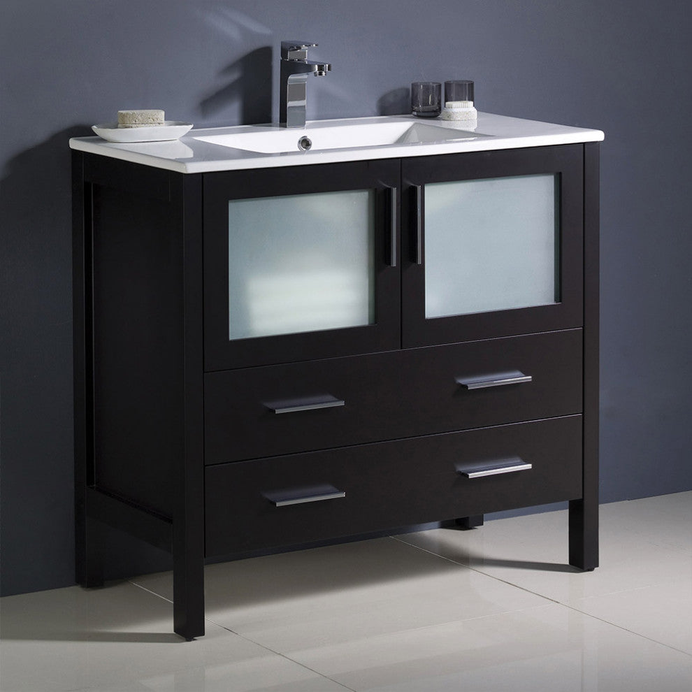 Torino 36" Bathroom Cabinet, Base: Espresso, With Top, Integrated Sink