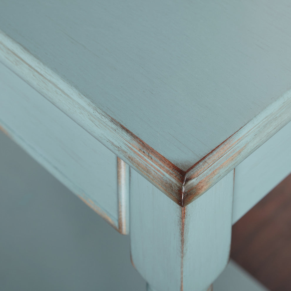 Emilia Sofa Table, Antique Blue With Distressed