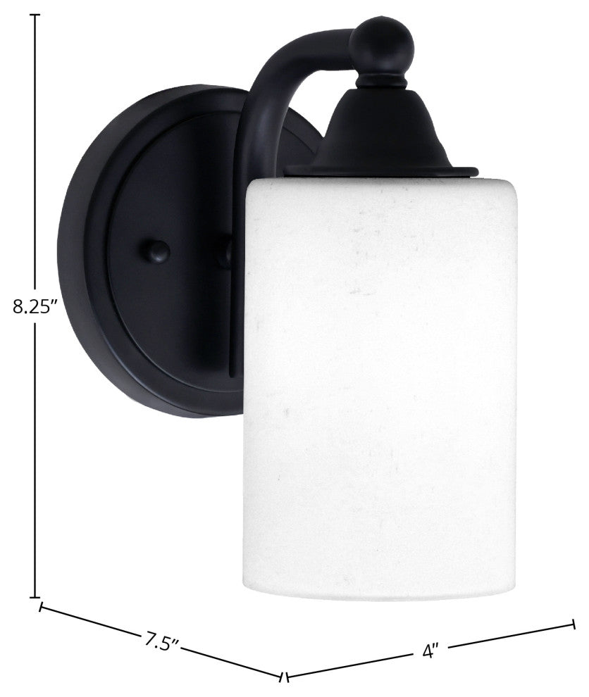 Paramount 1-Light Wall Sconce, Matte Black, 4" White Muslin Glass
