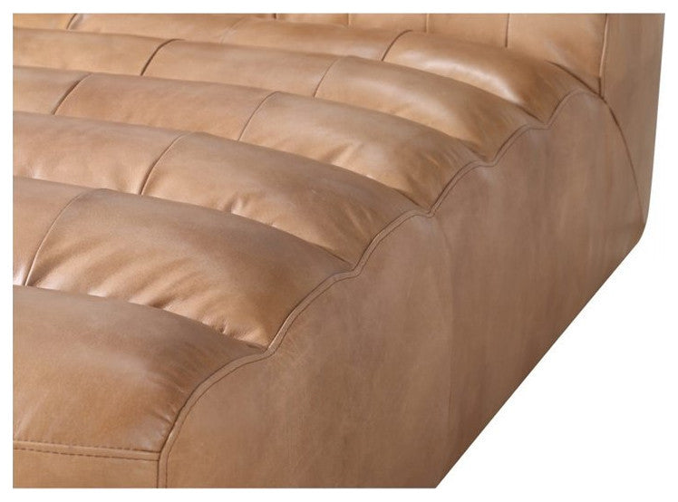 36 Inch Leather Chaise Tan Brown Contemporary