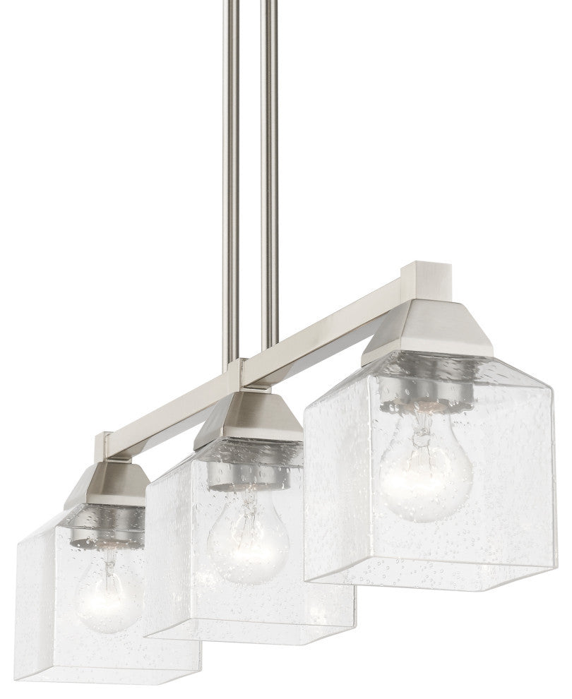 Aragon 3 Light Brushed Nickel Linear Chandelier