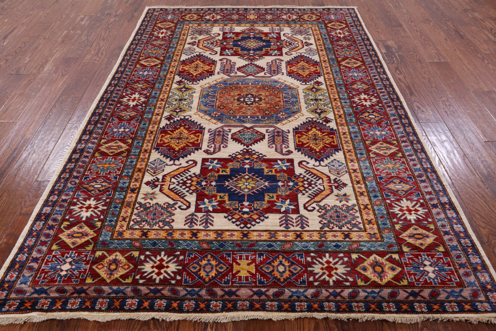 Super Kazak Hand Knotted Wool Rug 5' 5" X 7' 10" Q7506