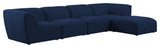 Miramar Linen Textured Fabric  5-Piece Modular L-Shaped Sectional, Navy