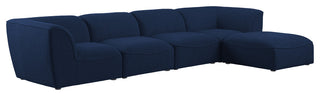 Miramar Linen Textured Fabric  5-Piece Modular L-Shaped Sectional, Navy