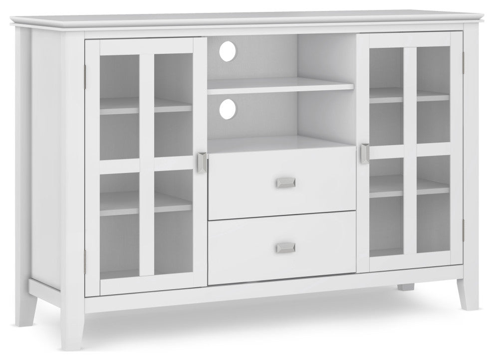 Artisan SOLID WOOD Tall TV Media Stand, White For TVs up to 60 inches
