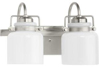 Fessler Collection Two-Light Brushed Nickel Opal Glass Farmhouse Bath Light