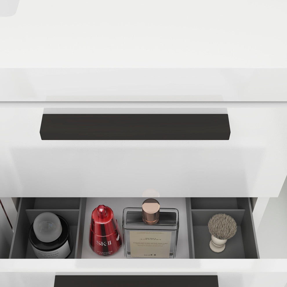 Carla 42" Freestanding Bathroom Vanity With Left Side Drawers, Gloss White