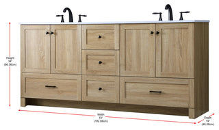 Home Living 72" Double Bathroom Vanity, Mango Wood