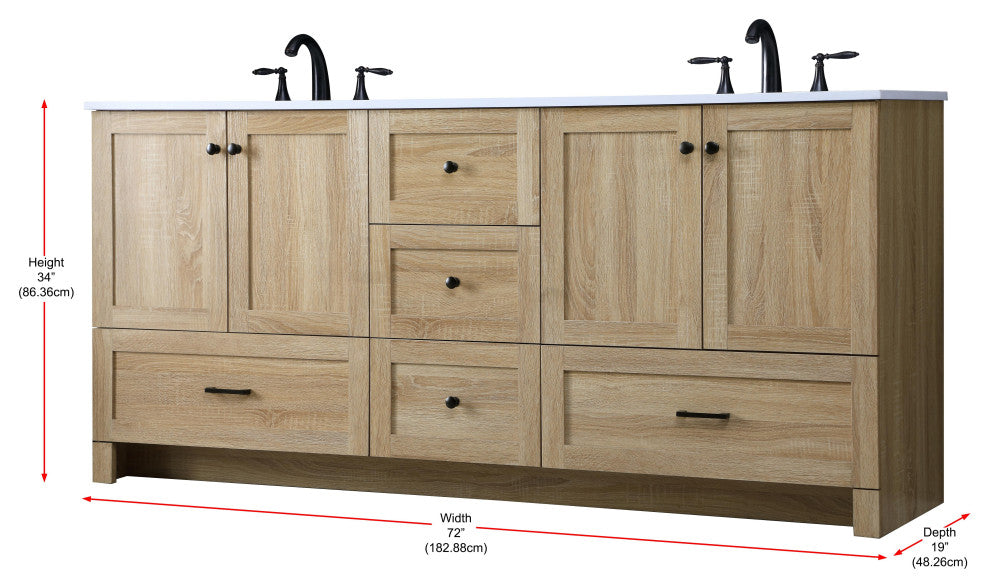 Home Living 72" Double Bathroom Vanity, Mango Wood