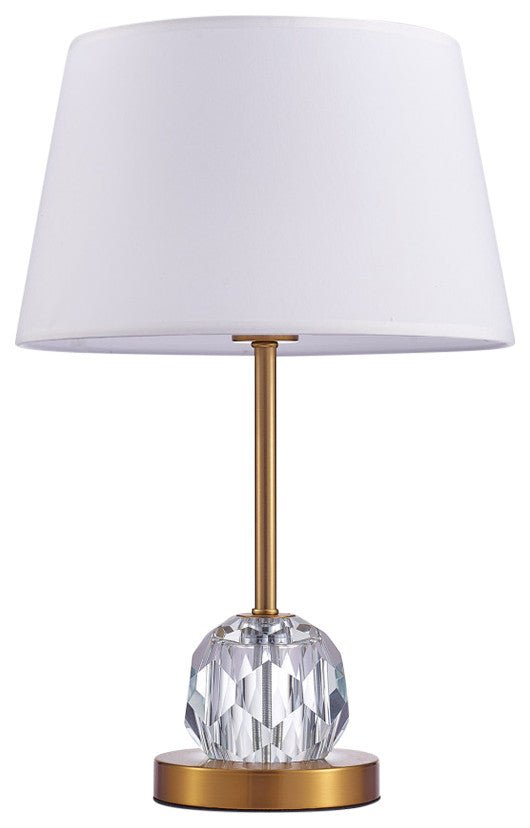 Aston Metal and Crystal Table Lamp Lights, White and Clear