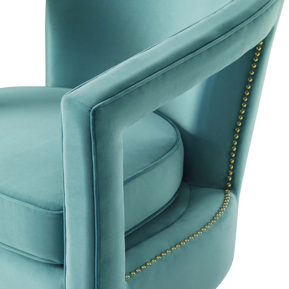 Armchair Accent Chair, Velvet, Blue, Modern, Living Lounge Hotel Hospitality