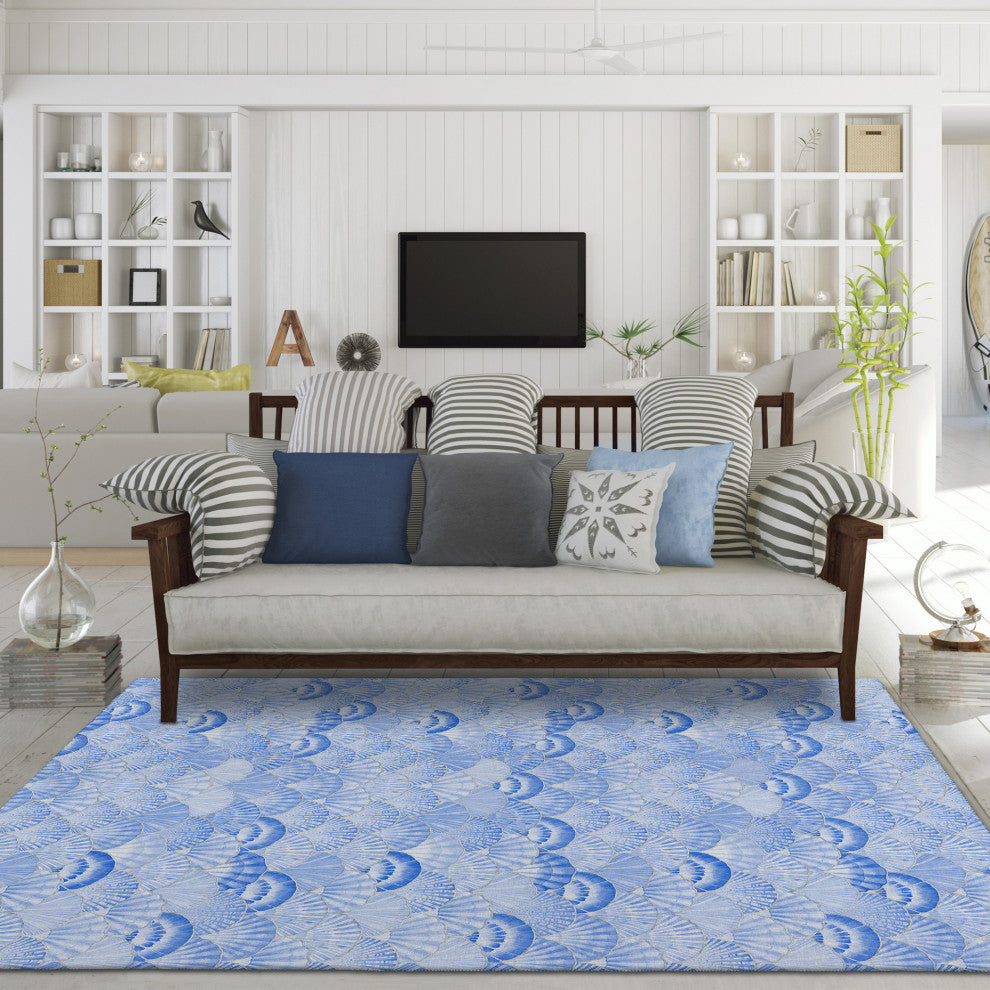 Indoor/Outdoor Seabreeze SZ2 Navy Machine Washable 3' x 5' Rug