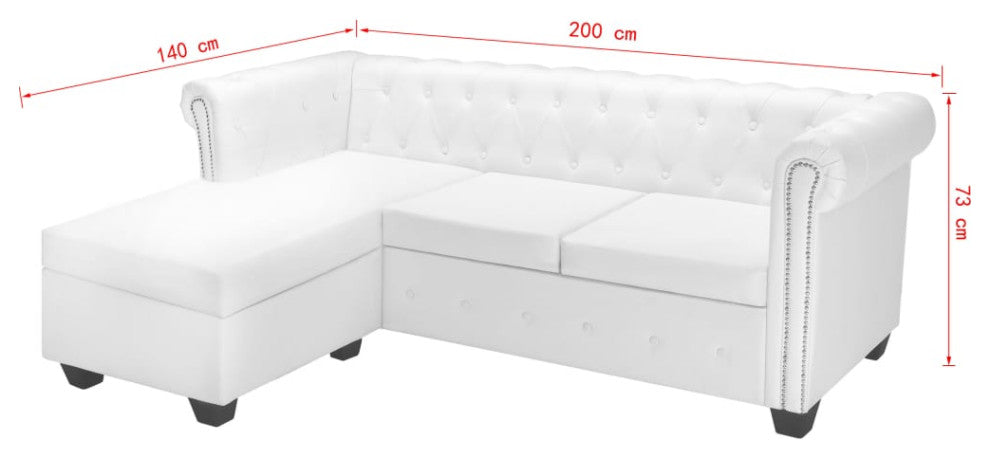 vidaXL L-shaped Chesterfield Sofa Artificial Leather White