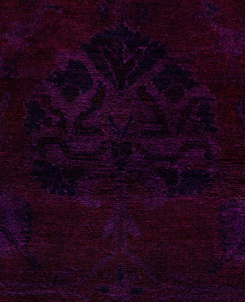 Overdyed One-of-a-Kind Hand-Knotted Area Rug Purple, 9' 1" x 12' 5"